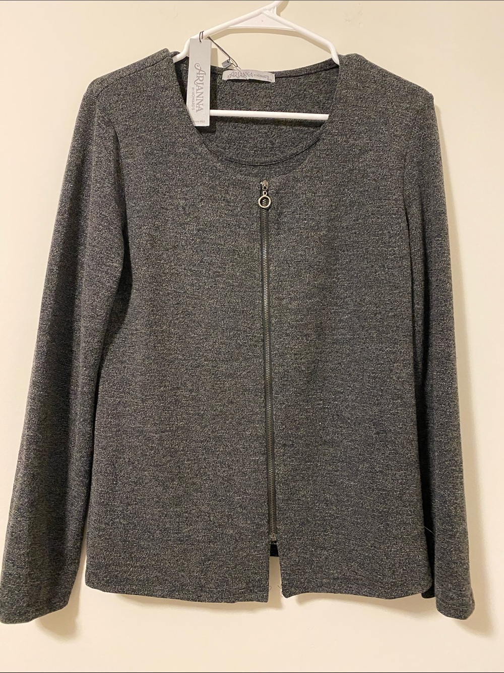 NWT Arianna Charcoal Gray Zip-Front Knit Cardigan with top (attached) - S/M